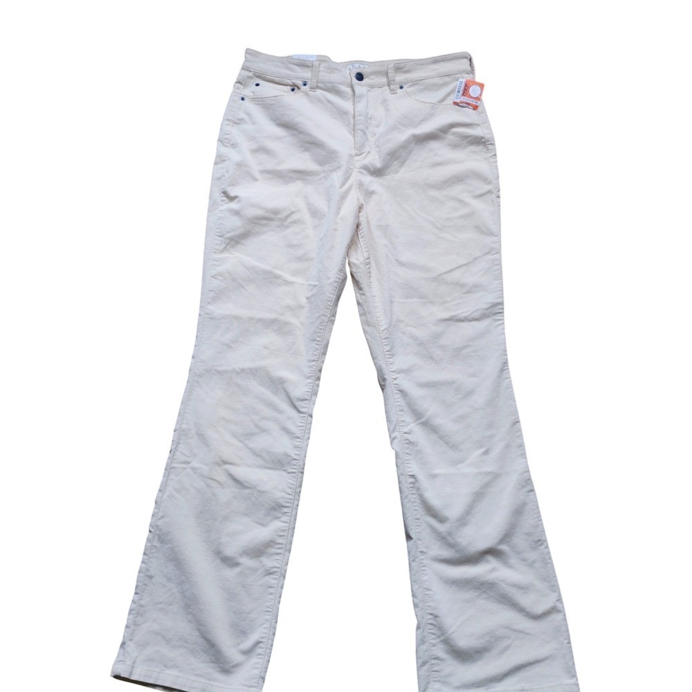 NWT Wonderly High Rise Bootcut Corduroy Pants Ivory Flare Leg Womens Size 12